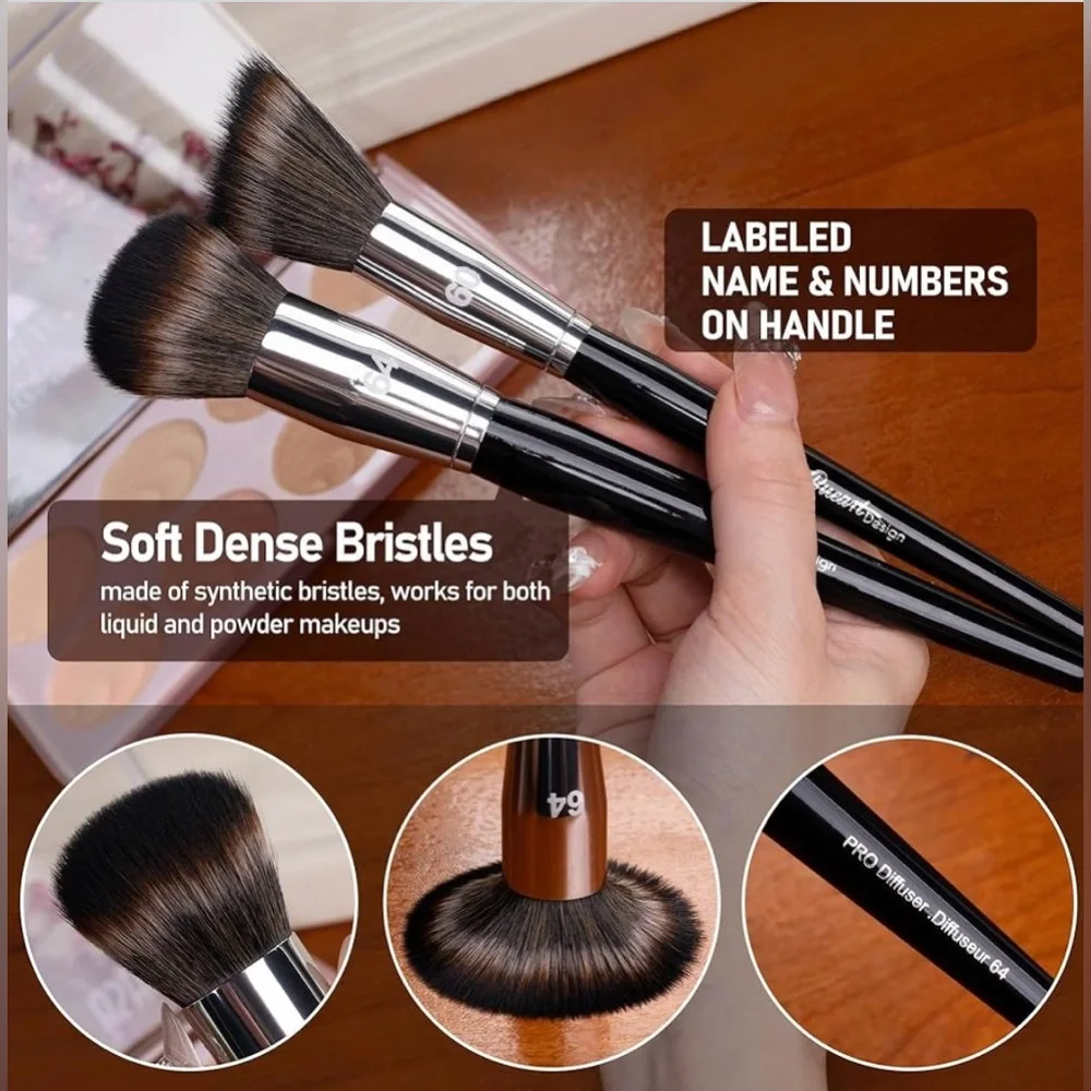Bueart Design 36 Piece PRO Grade Pony Goat Synthetic Makeup Brush Set & Holder